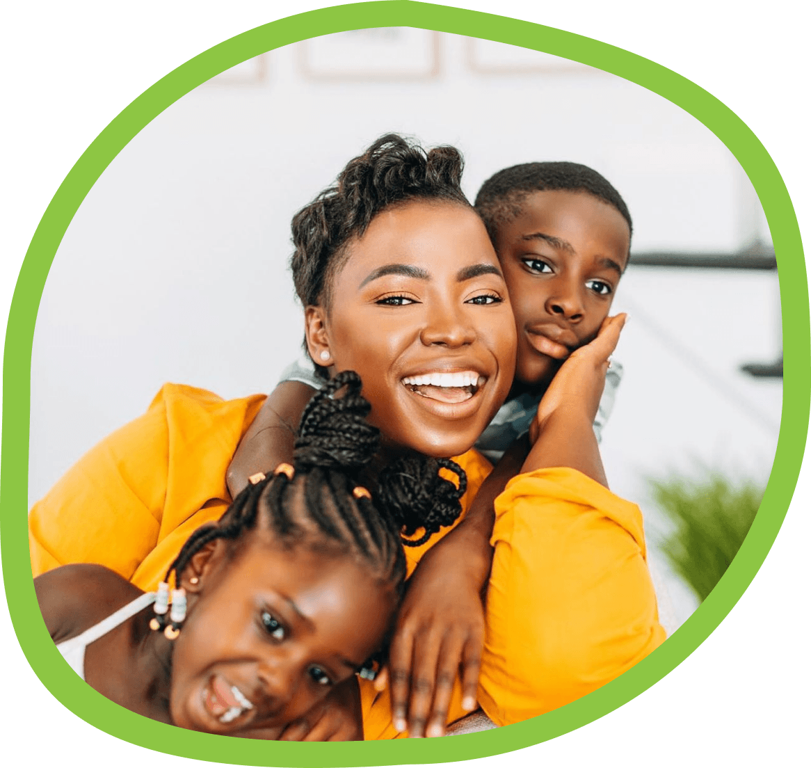 Happy family with children